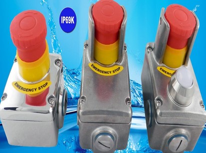 IDEM SAFETY IP69K Paslanmaz çelik, güçlü E-Stop